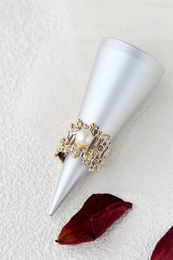 Authentic 925 Sterling Silver Ring Inlaid Natural Freshwater Pearl Lady Fashion Creative Rings Party Fine Jewelry Gift