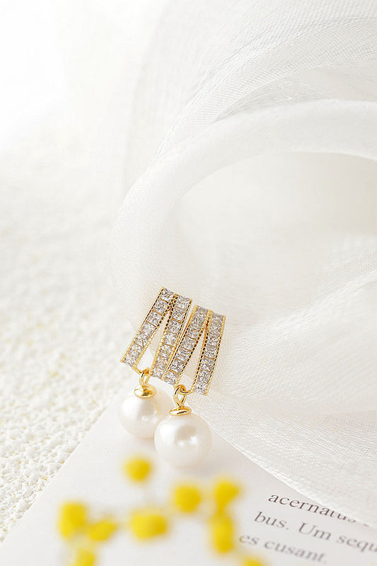 Modern Minimalist Design 925 Sterling Silver Earring Inlaid Natural Freshwater Pearl 18K Gold Plated Earring Jewelry Gift