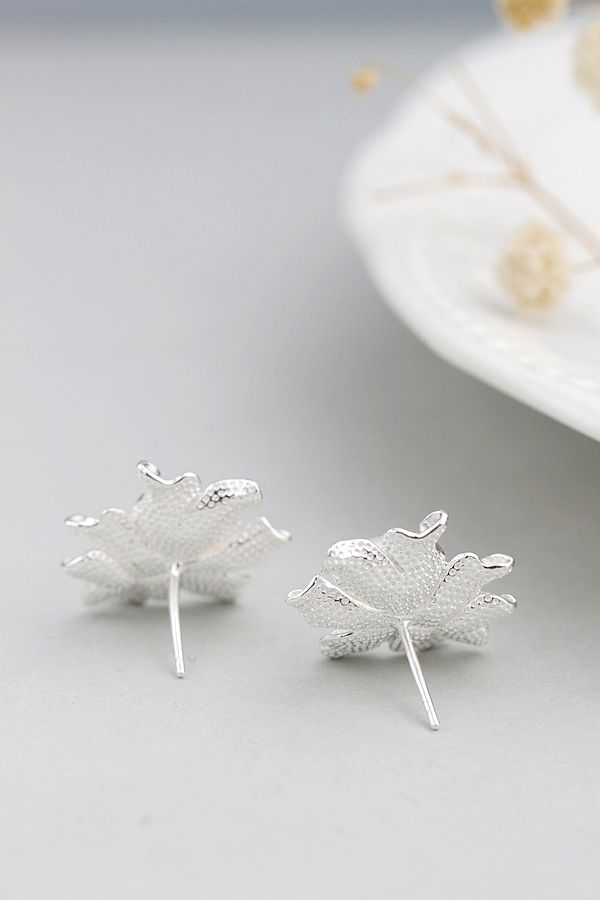 Authentic 925 Sterling Silver Fashion Big Petal Earring Inlaid 8mm Natural Freshwater Pearl Earring National Style Jewelry