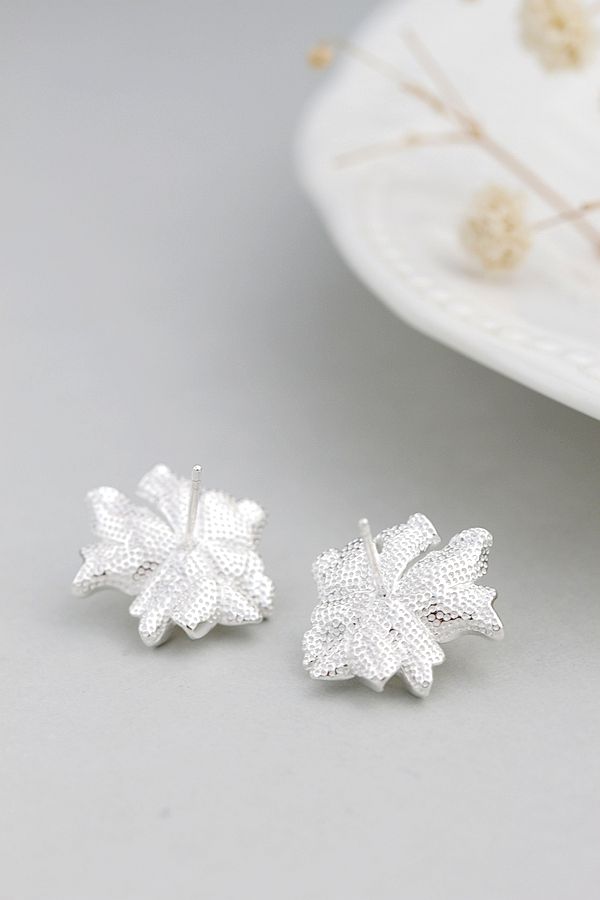 Authentic 925 Sterling Silver Fashion Big Petal Earring Inlaid 8mm Natural Freshwater Pearl Earring National Style Jewelry