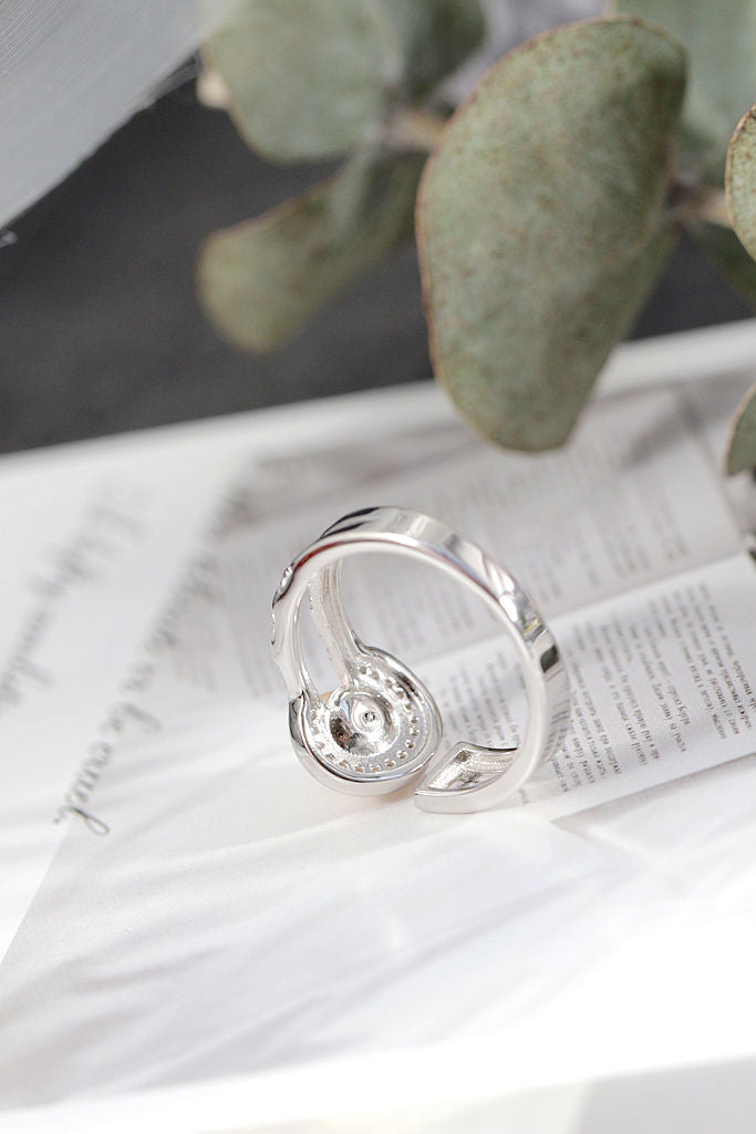 Authentic 925 Sterling Silver Ring Fashion Design Inlaid Natural Freshwater Pearl Opening Ring Minimalist Style Jewelry Gift
