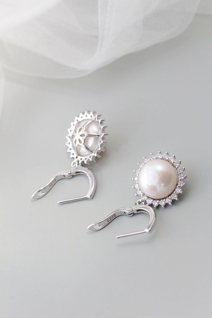 Elegance Modern 925 Sterling Silver Earrings with Inlaid Natural Freshwater Pearl Fashion Luxury Earring Women Jewelry Gift