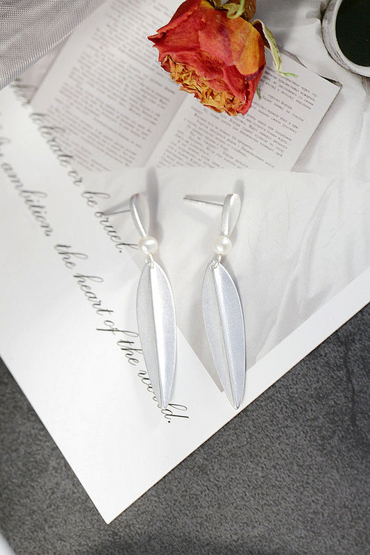 Stylish Design 925 Sterling Silver Earrings Inlaid Natural Freshwater Pearl Biomimetic Bamboo Leaf Delicate and Simple Earrings
