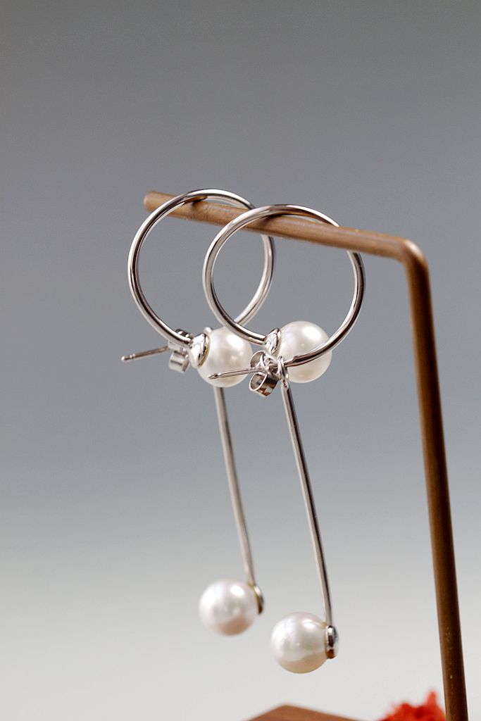 Fashion Lightweight S925 Sterling Silver Earrings with Imitation Pearl Long Dangle Minimalist Elegant Chic Earring Jewelry Gift