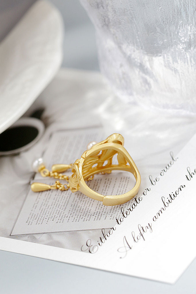 Authentic 925 Sterling Silver Ring Inlaid Natural Pearl 18K Gold Plated Little Goldfish With Beautiful Fish Tails Ring Gift