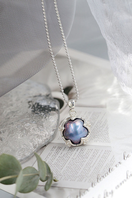 Authentic 925 Sterling Silver Pendant Inlaid Natural Mabe Pearl Delicate and Understated Pendant Fashion Elegance Jewelry Gift