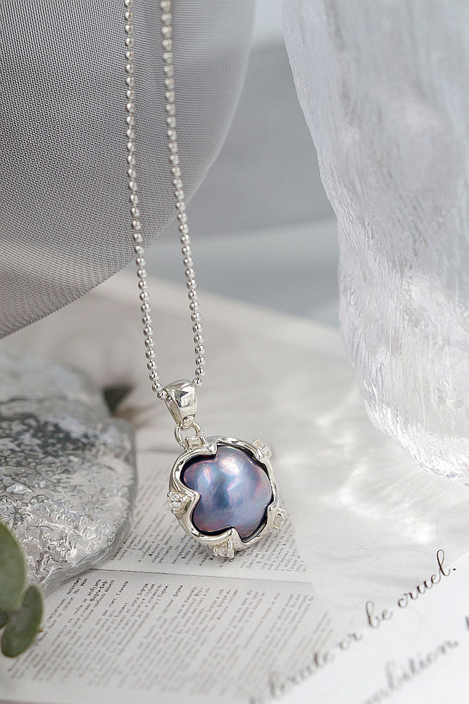 Authentic 925 Sterling Silver Pendant Inlaid Natural Mabe Pearl Delicate and Understated Pendant Fashion Elegance Jewelry Gift