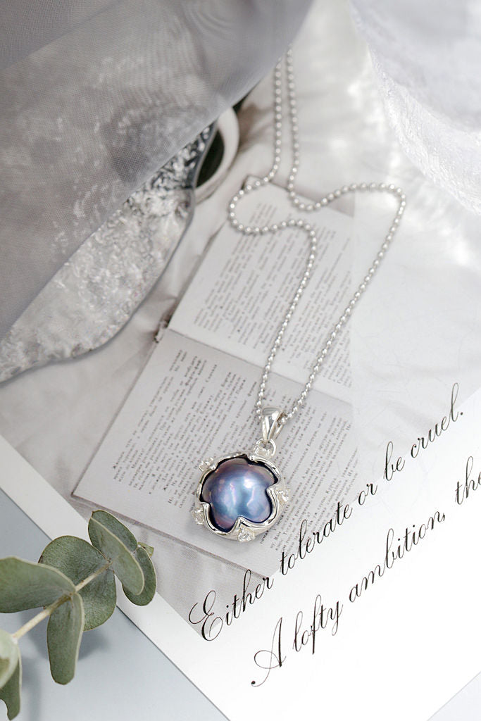 Authentic 925 Sterling Silver Pendant Inlaid Natural Mabe Pearl Delicate and Understated Pendant Fashion Elegance Jewelry Gift