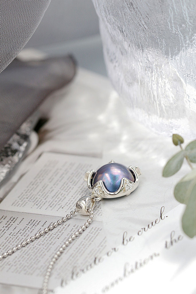 Authentic 925 Sterling Silver Pendant Inlaid Natural Mabe Pearl Delicate and Understated Pendant Fashion Elegance Jewelry Gift