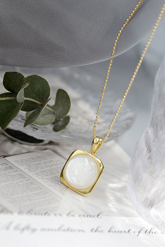 Trendy Elegant Women 925 Sterling Silver Pendant Inlaid White Mother-of-Pearl 18k Gold Plating Pendant Modern Classic Jewelry