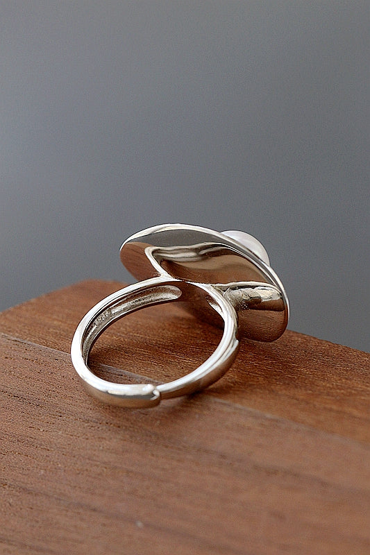 Handmade Creative Trendy Personality Rings Inlaid Natural Freshwater Pearl 925 Sterling Silver Ring Female Jewelry Gift
