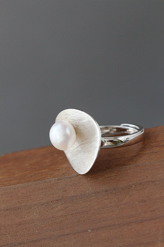 Handmade Creative Trendy Personality Rings Inlaid Natural Freshwater Pearl 925 Sterling Silver Ring Female Jewelry Gift