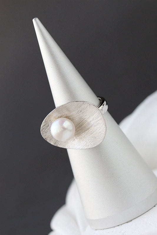 Handmade Creative Trendy Personality Rings Inlaid Natural Freshwater Pearl 925 Sterling Silver Ring Female Jewelry Gift