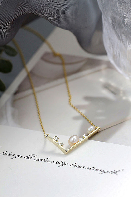 Authentic 925 Sterling Silver Pendant Inlaid Natural Freshwater Pearl Modern Simplicity Style 18k Gold Plating Pendant Gift