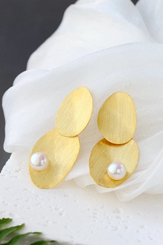 Authentic 925 Sterling Silver Earring Natural Freshwater Pearl 18K Gold Plated Long Earrings Fashion Women Party Jewelry Gift