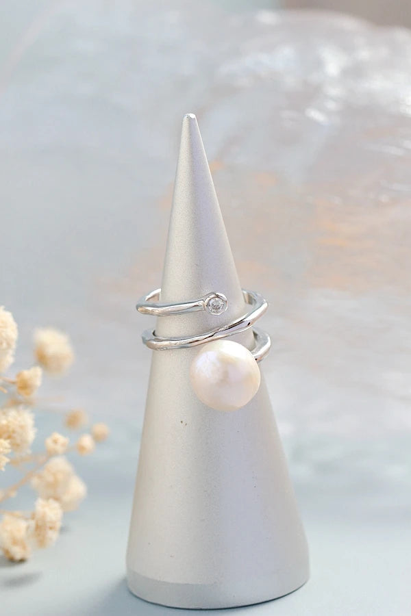 Natural freshwater Baroque pearl ring retro style 925 Sterling Silver Fashion Women Opening Adjustable Rings Dating Party Must
