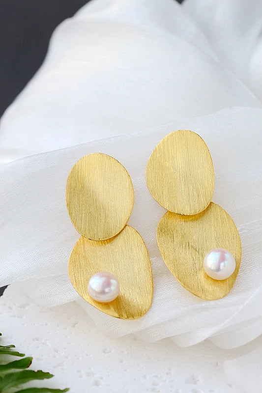 Authentic 925 Sterling Silver Earring Natural Freshwater Pearl 18K Gold Plated Long Earrings Fashion Women Party Jewelry Gift