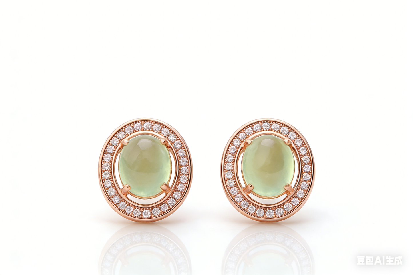 Inlaid Natural Prehnite Rose Gold Plated Earring Elegant Oval Shape 925 Sterling Silver Earring Fashion Women Party Fine Jewelry